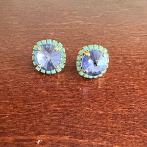 Elegant Blue and Gold Stud Earrings